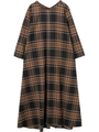 PLAID LONG DRESS/ブラウン