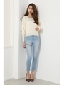 Ripped denim J／W skinny PT/L/BLU1