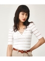 SHEER BORDER H／S HG TOPS/WHT