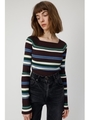 SQUARE NECK MULTI STRIPE トップス/柄BRN5