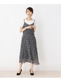 Tシャツ×フラワーしわキャミワンピースSET/ネイビー(193)