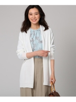 [L]【洗える】ドライトッパーニットカーディガン/ホワイト(001)