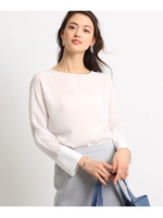 [S]【マシンウォッシュ】シアーロングカフスブラウス/ホワイト(001)