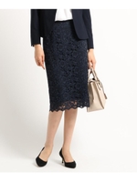 [S]【ママスーツ/入学式　スーツ/卒業式　スーツ】ジャカードレースタイトスカート/ネイビー(093)