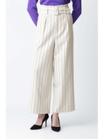 [ウォッシャブル]ストライプワイドパンツ/ホワイト1(031)