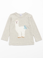 [ベビー]あみあみアニマル付き長袖Tシャツ/ライトグレ-