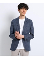 [洗える ストレッチ]CS_メランジプリントジャケット Fabric by COOLDOTS(R)/ライトブルー(091)