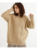 [洗える]アランビッグニット/タバコブラウン(054)