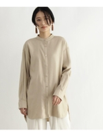 [洗える]バンドカラーシャツ/ライトベージュ(051)