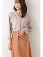 [洗える]フロントパールボタンブラウス/モカブラウン(050)