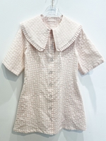ginghamcheck blouse one-piece/pink