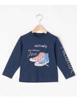 【160cm】スニーカープリントロングTシャツ/ダークネイビー(094)