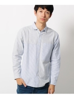 【3L/WEB限定サイズ】切り替えデザインシャツ/ネイビー(393)