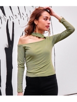 【ANAP】 オープンショルダータイトロンT/カーキ(014)