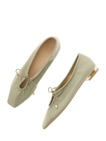 【CAMILLE BIS RANDA】ソフトリボンギャザーフラットパンプス/GREEN