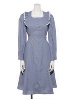 【F i.n.t】コットンレース使いフリルワンピース/BLUE