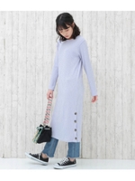 【Factor=】 リブニットソーサイドボタンワンピース/パープル(022)