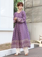 【La】ペイズリープリントガウンワンピース/PPL