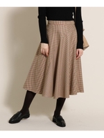 【Lサイズあり】クレープチェックフレア/レッド(262)