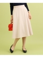 【Lサイズあり】ミモレ丈フレアスカート/ライトベージュ(051)