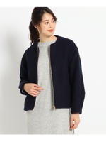 【S~Lサイズあり】変わり織りニットショートブルゾン/ネイビー(093)