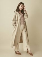 【S】バックプリーツロングトレンチコート/BGE