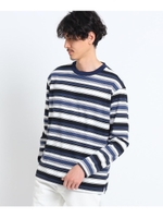 【Sサイズ〜】ストレッチポンチボーダー カットソー/ライトブルー(391)