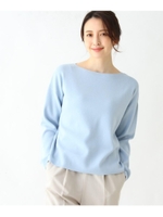 【VERY4月号掲載】【エマール検証済 洗える・34（SS）、42（LL)WEB限定サイズ】レーヨン混ボートネックニット/ライトブルー(091)