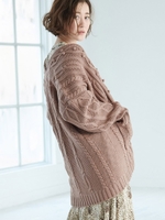 【WEB限定】ケーブルビッグニットカーディガン/ベージュ