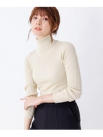 【WEB限定】ラメリブタートルネックニット/アイボリー(804)