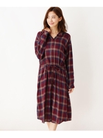 【WEB限定サイズ・05（3L）あり/手洗い可】ブラウジングシャツワンピース/ワインレッド(263)