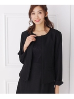 【WEB限定サイズ】【洗える】らくドビーノーカラージャケット/ブラック(019)