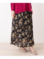 【WEB限定サイズあり】花柄プリーツロングスカート/ネイビー(193)