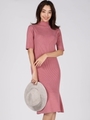 【WEB別注】ニット裾フレアワンピース/ピンク