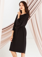 【WEB別注】袖にプリーツの入った綺麗めワンピース/ブラック