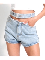 【anapLatina】オープンウエストデニムショートパンツ/ライトブルー(038)