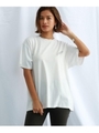 【ウォッシャブル】バックプリントコットンTシャツ/ホワイト(002)
