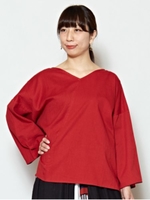 【カヤ】単衣（ひとえ）貫頭衣トップス/レッド