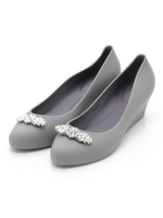 【ストレスフリー】フラワービジューレインパンプス/GRAY