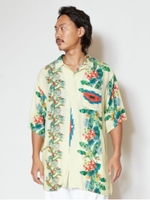 【チャイハネ】トロピカルフラワーMEN'Sアロハシャツ/ベージュ