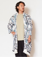 【チャイハネ】ネイティブ柄コットンクレープMEN'Sカーディガン/ホワイト