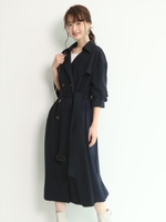 【ドラマ着用】プリーツトレンチコート/紺