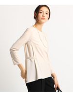 【ママスーツ/入学式　スーツ/卒業式　スーツ/マシンウォッシャブル】アシメブラウス/ライトベージュ(051)