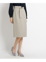 【ママスーツ/入学式　スーツ/卒業式　スーツ】【Lサイズあり】ベルテッドカルゼフェイクラップスカート/ライトベージュ(051)