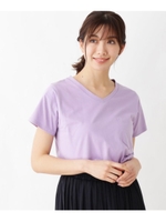 【汗染み軽減・洗濯機可】ポケットVネックＴシャツ/ライトパープル(081)