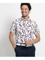 【吸水速乾/UVカット】ビット柄プリントボタンダウン半袖ポロシャツ メンズ/ホワイト(901)