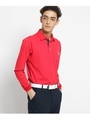 【吸水速乾】【UVカット】胸ポケット付き長袖ポロシャツ メンズ/レッド(062)