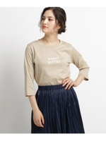 【洗える Lサイズ・Sサイズあり】フロッキーロゴコットン（綿）Tシャツ/ライトベージュ(051)