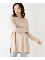 【洗える・42(LL)WEB限定サイズ】ボートネックチュニックニットワンピース/ライトベージュ(051)