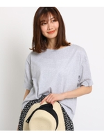 【洗える】スムースコットンワイドＴシャツ/グレー(012)